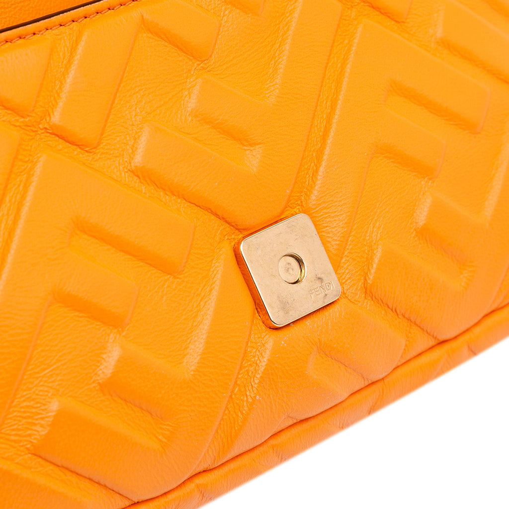 Fendi Mini Zucca Embossed Leather Baguette Satchel