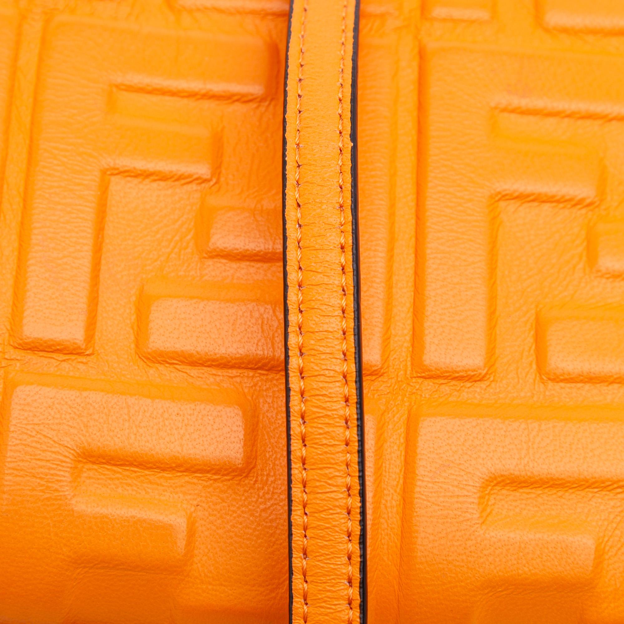 Fendi Mini Zucca Embossed Leather Baguette Satchel