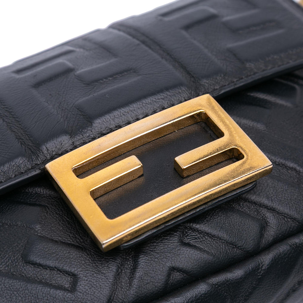 Fendi Mini Zucca Embossed Leather Baguette Satchel
