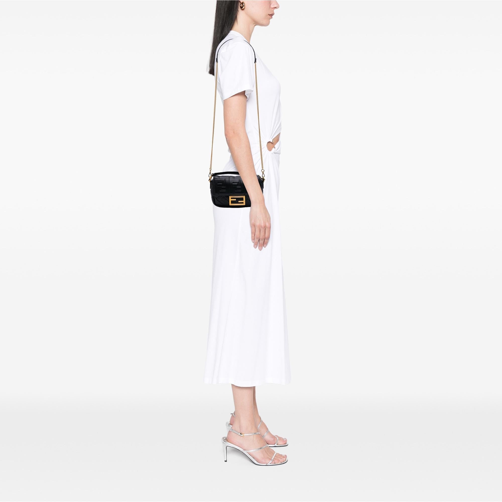 Fendi Mini Zucca Embossed Leather Baguette Satchel