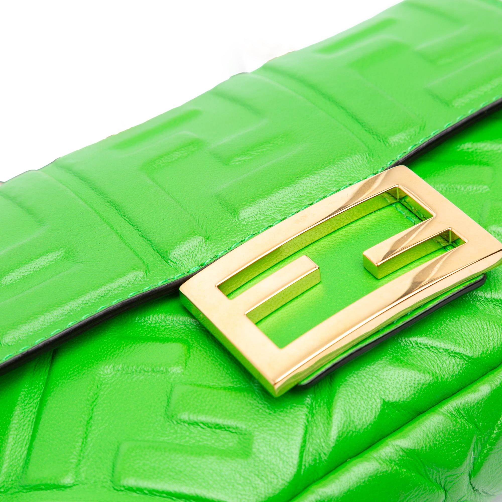 Fendi Mini Zucca Embossed Leather Baguette Satchel