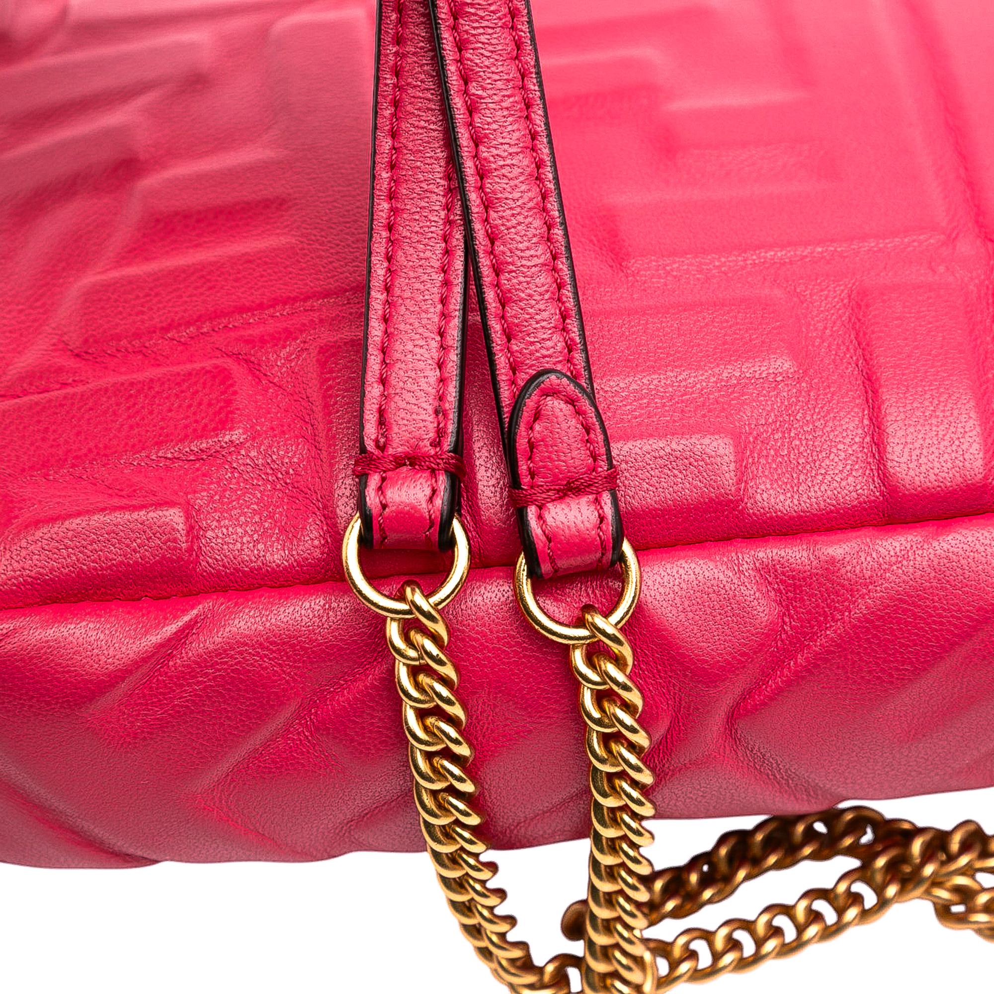 Fendi Mini Zucca Embossed Leather Baguette Satchel
