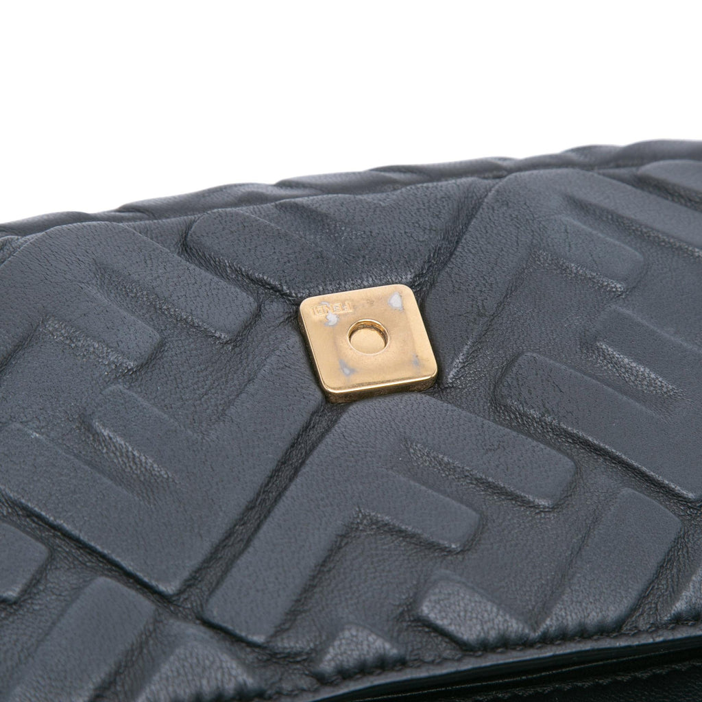 Fendi Mini Zucca Embossed Leather Baguette Satchel