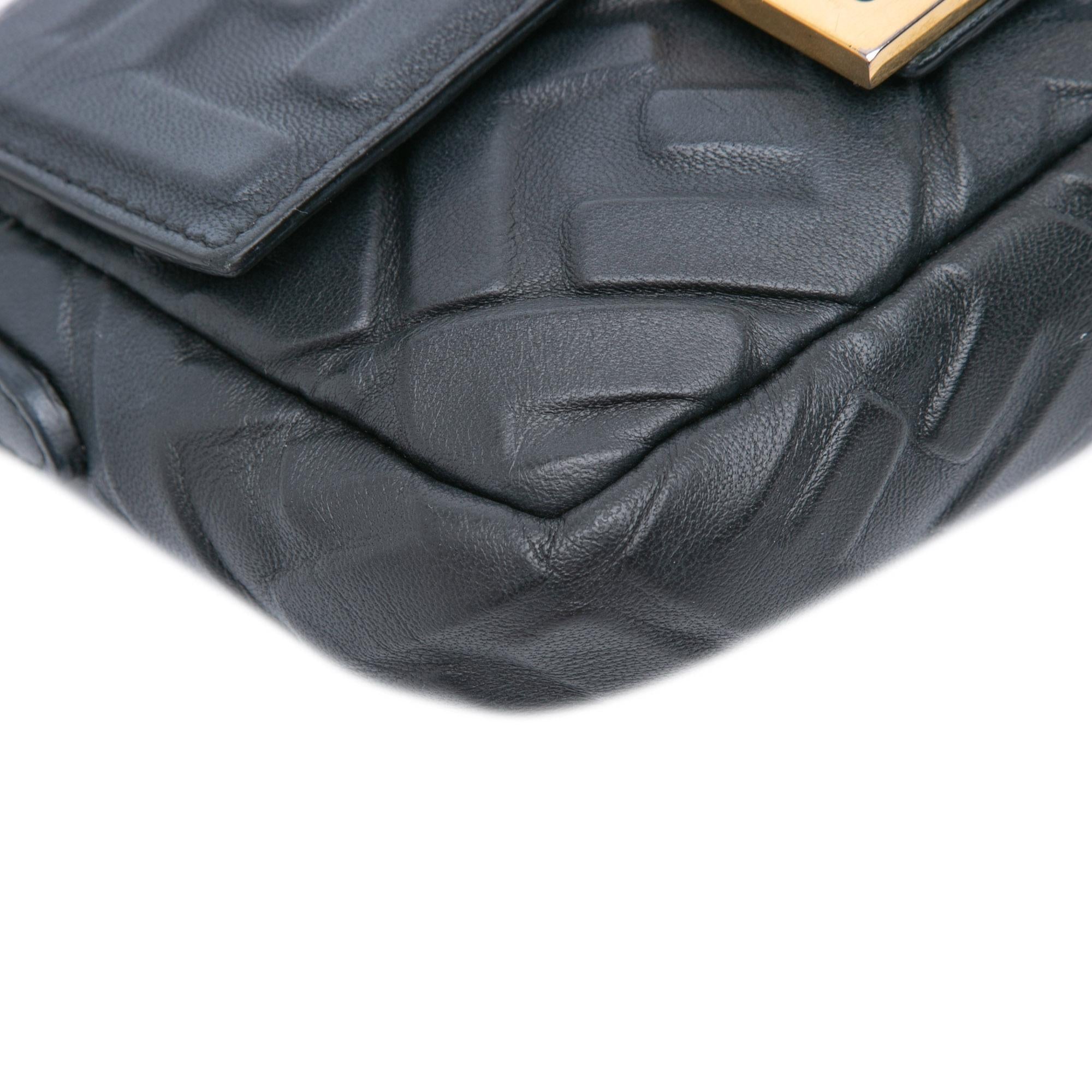 Fendi Mini Zucca Embossed Leather Baguette Satchel