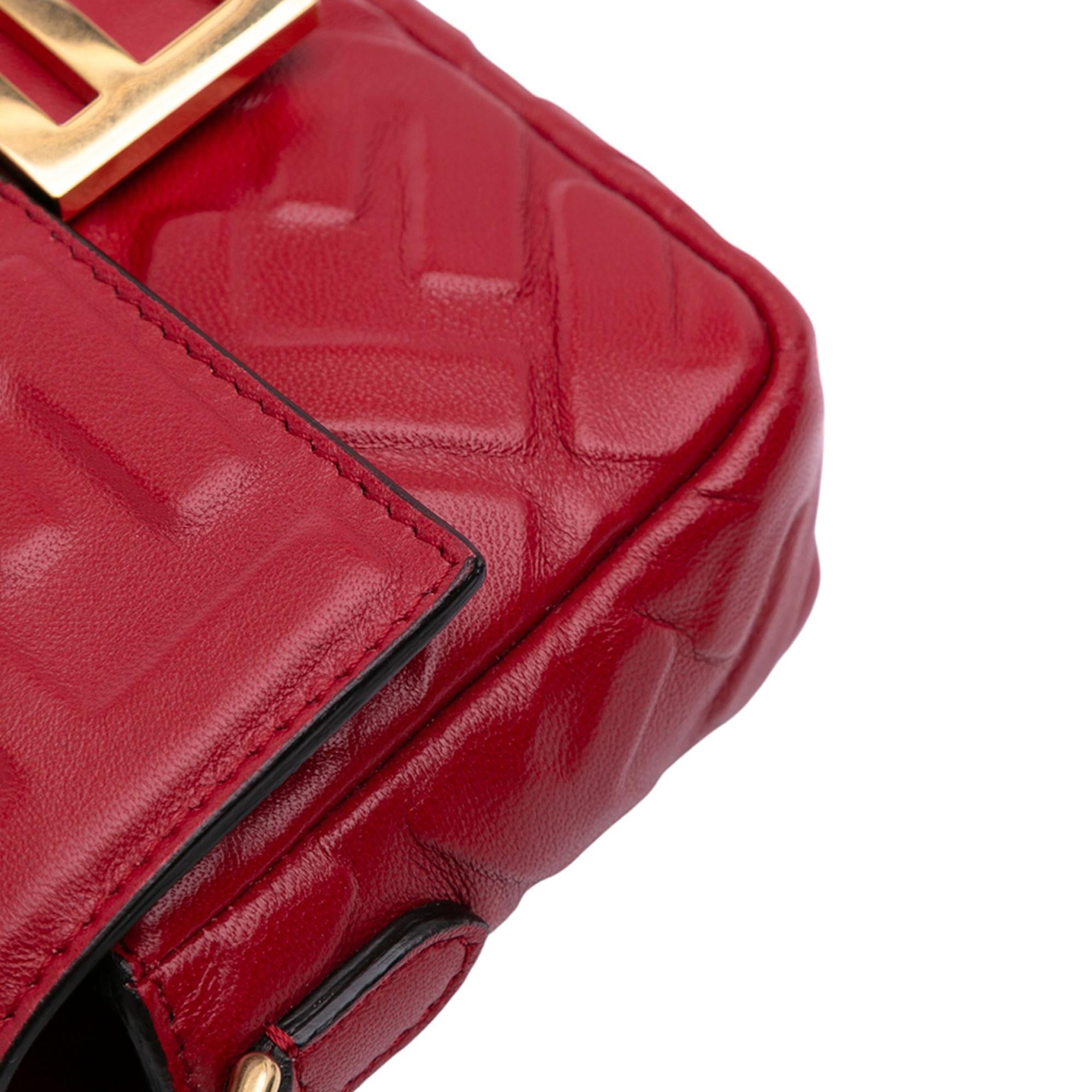Fendi Mini Zucca Embossed Leather Baguette Satchel