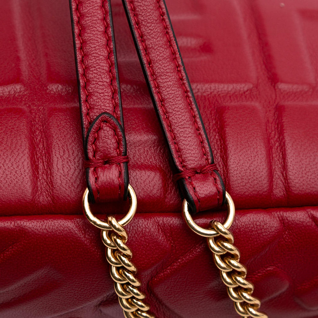 Fendi Mini Zucca Embossed Leather Baguette Satchel