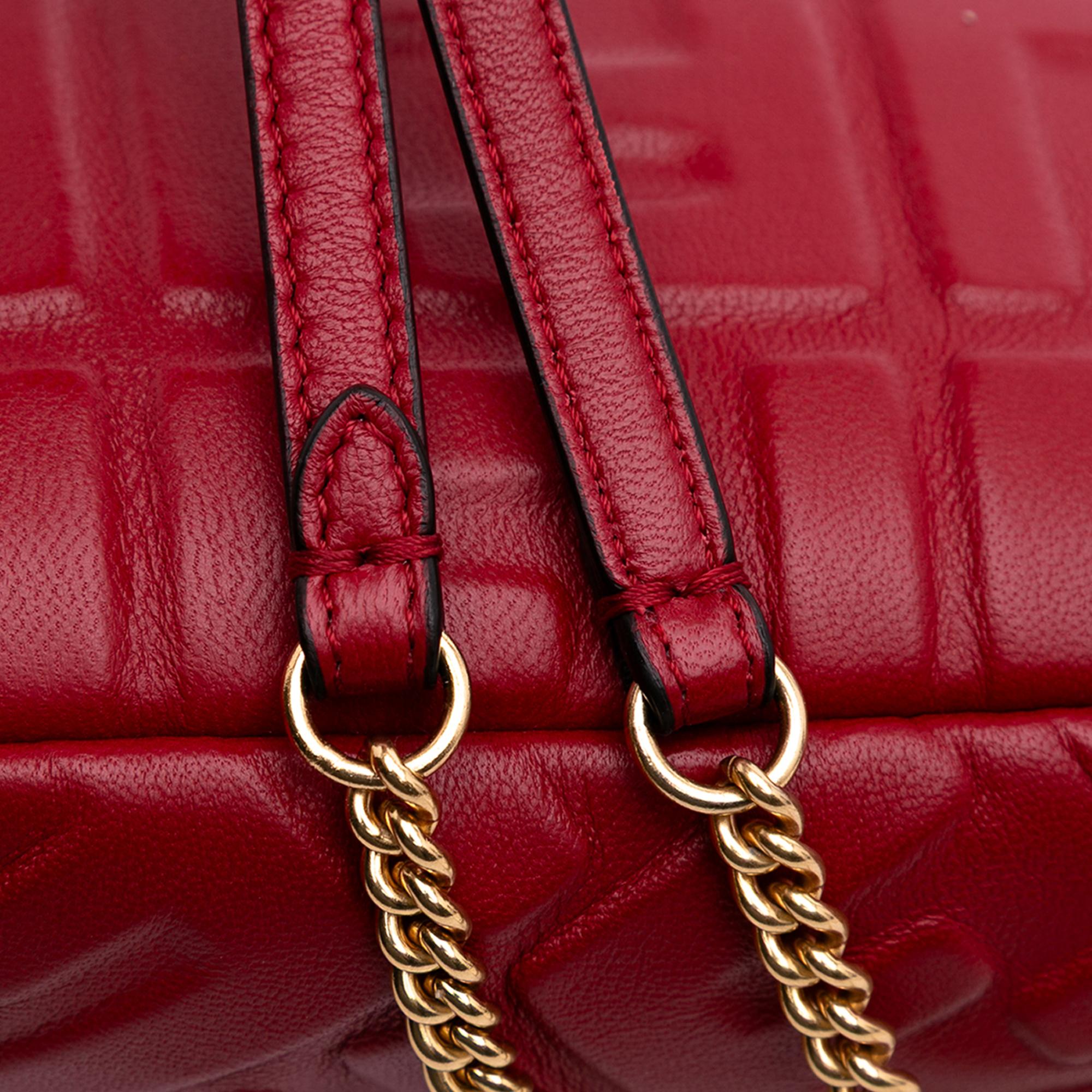 Fendi Mini Zucca Embossed Leather Baguette Satchel