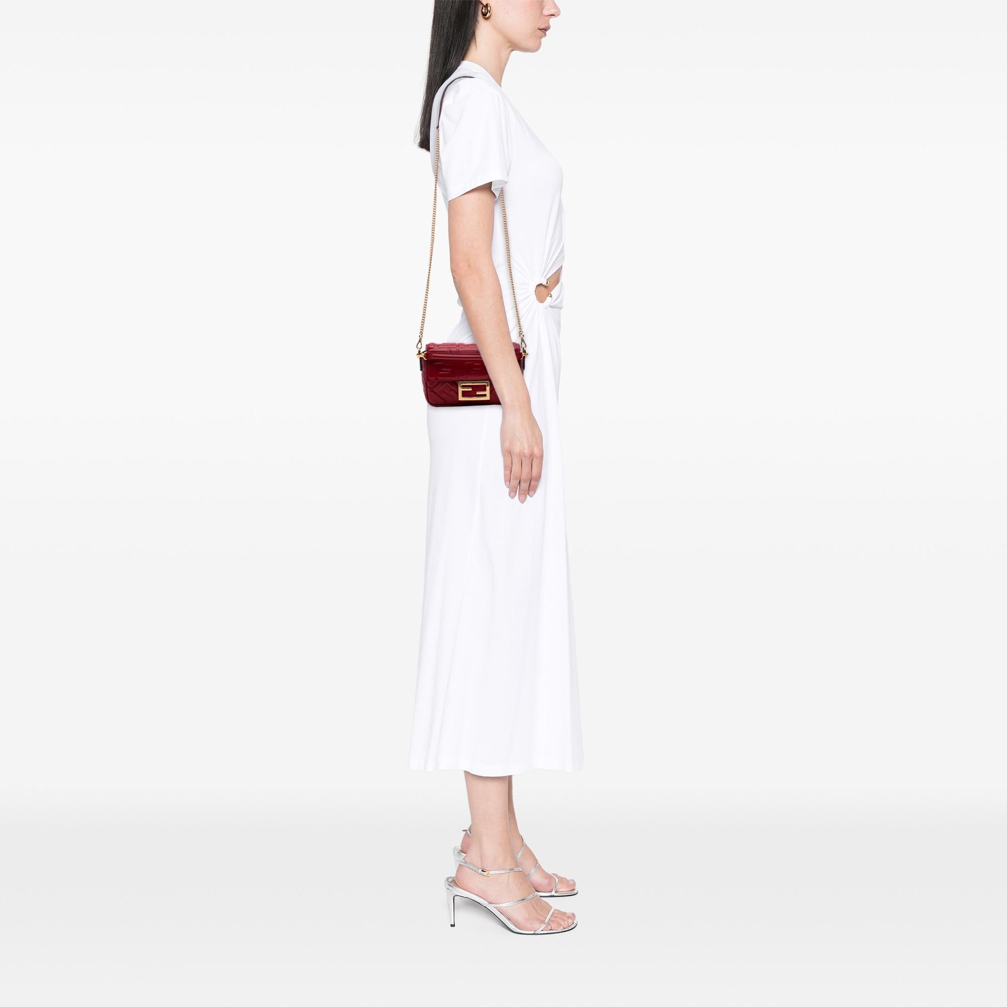 Fendi Mini Zucca Embossed Leather Baguette Satchel