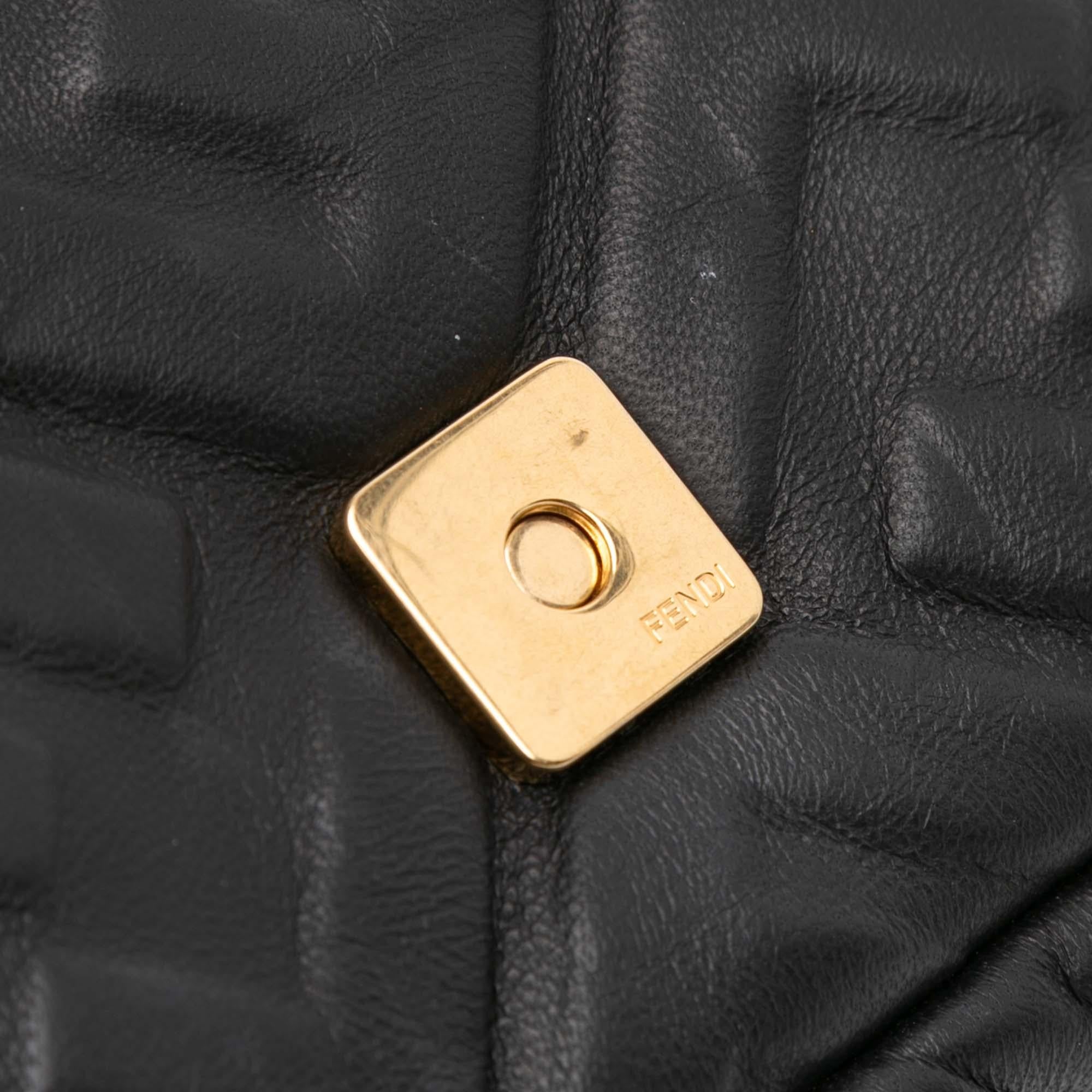 Fendi Mini Zucca Embossed Leather Baguette Satchel