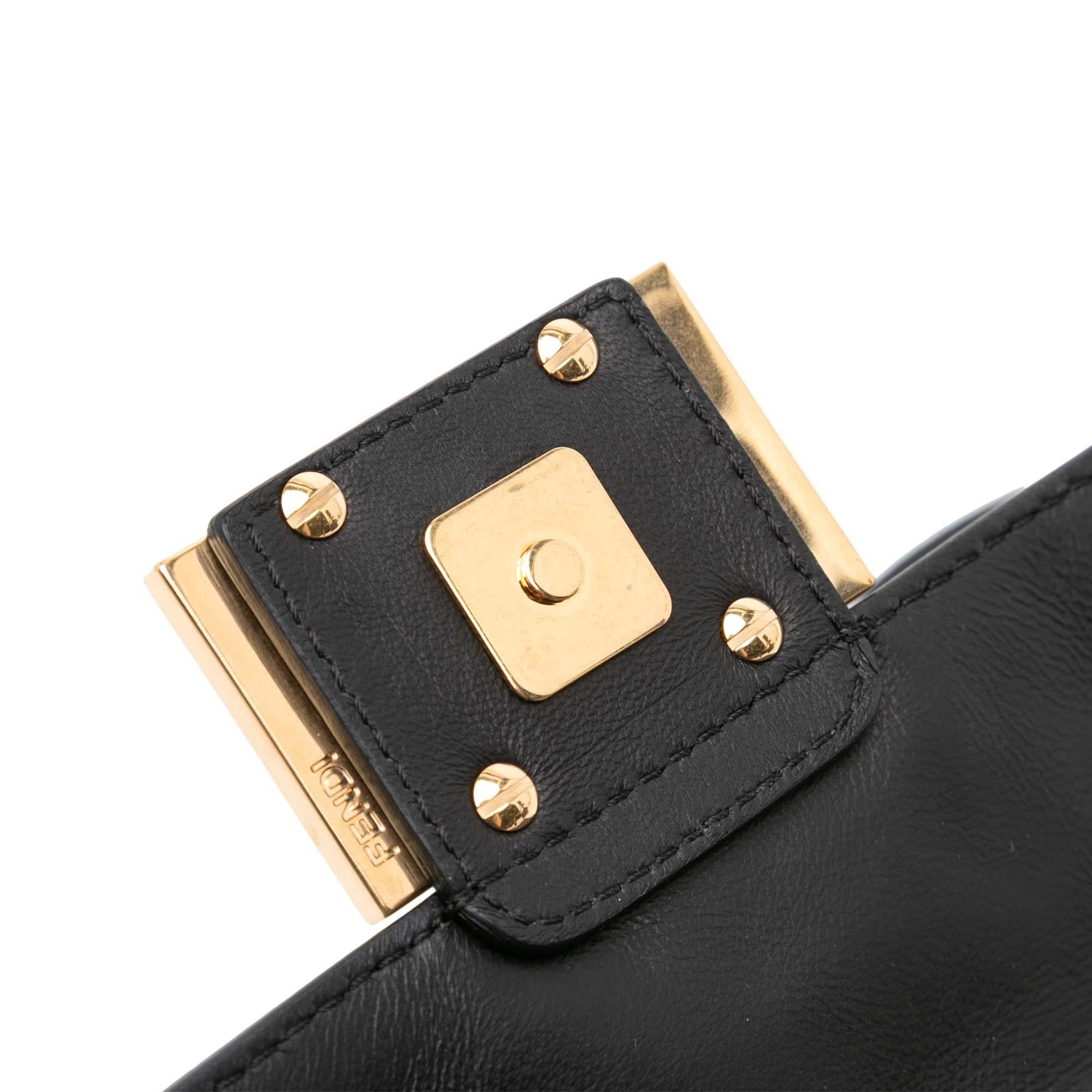 Fendi Mini Zucca Embossed Leather Baguette Satchel