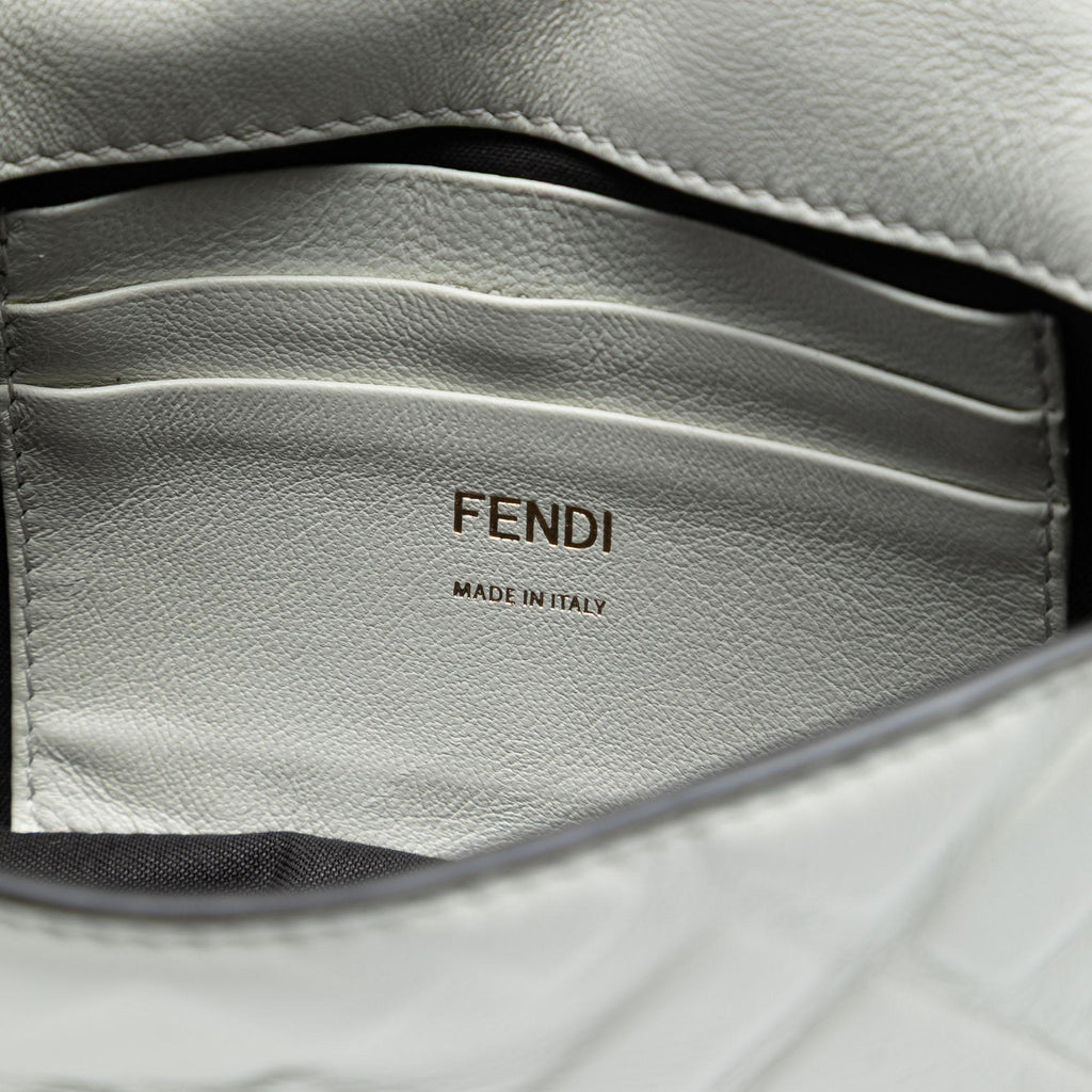 Fendi Mini Zucca Embossed Leather Baguette Satchel