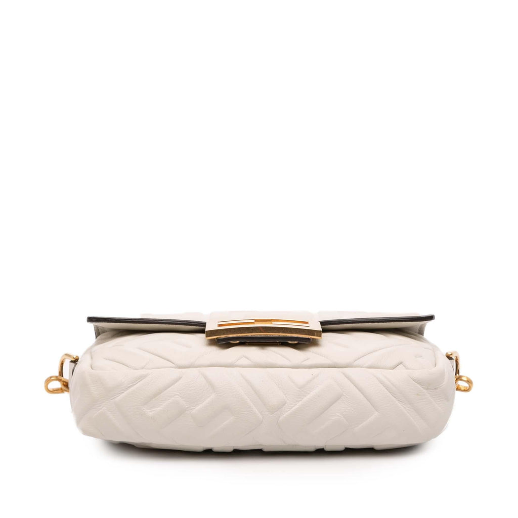 Fendi Mini Zucca Embossed Leather Baguette Satchel