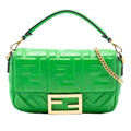 Fendi Mini Zucca Embossed Leather Baguette Satchel