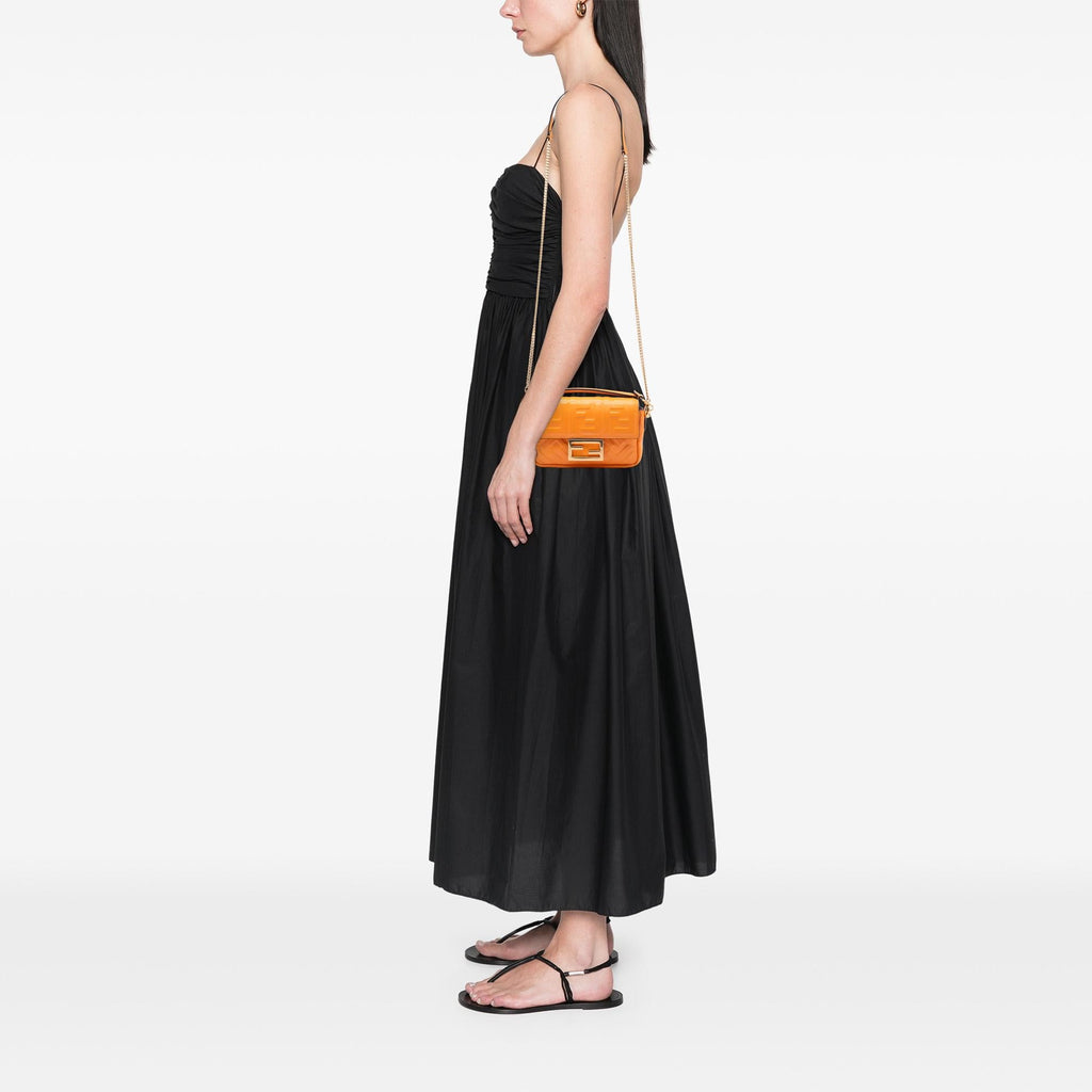 Fendi Mini Zucca Embossed Leather Baguette Satchel