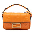 Fendi Mini Zucca Embossed Leather Baguette Satchel