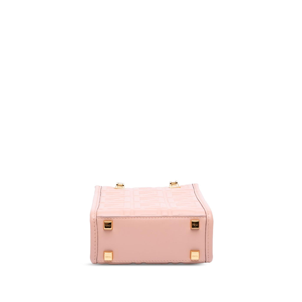 Fendi Mini Zucca Embossed Leather Sunshine Shopper Tote