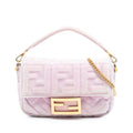 Fendi Mini Zucca Embossed Velvet Baguette Satchel