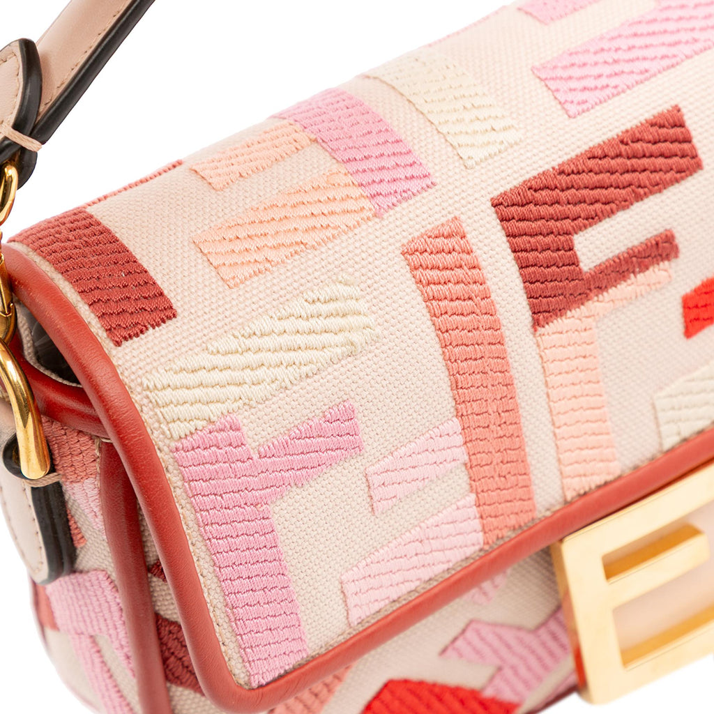 Fendi Mini Zucca Embroidered Baguette Satchel