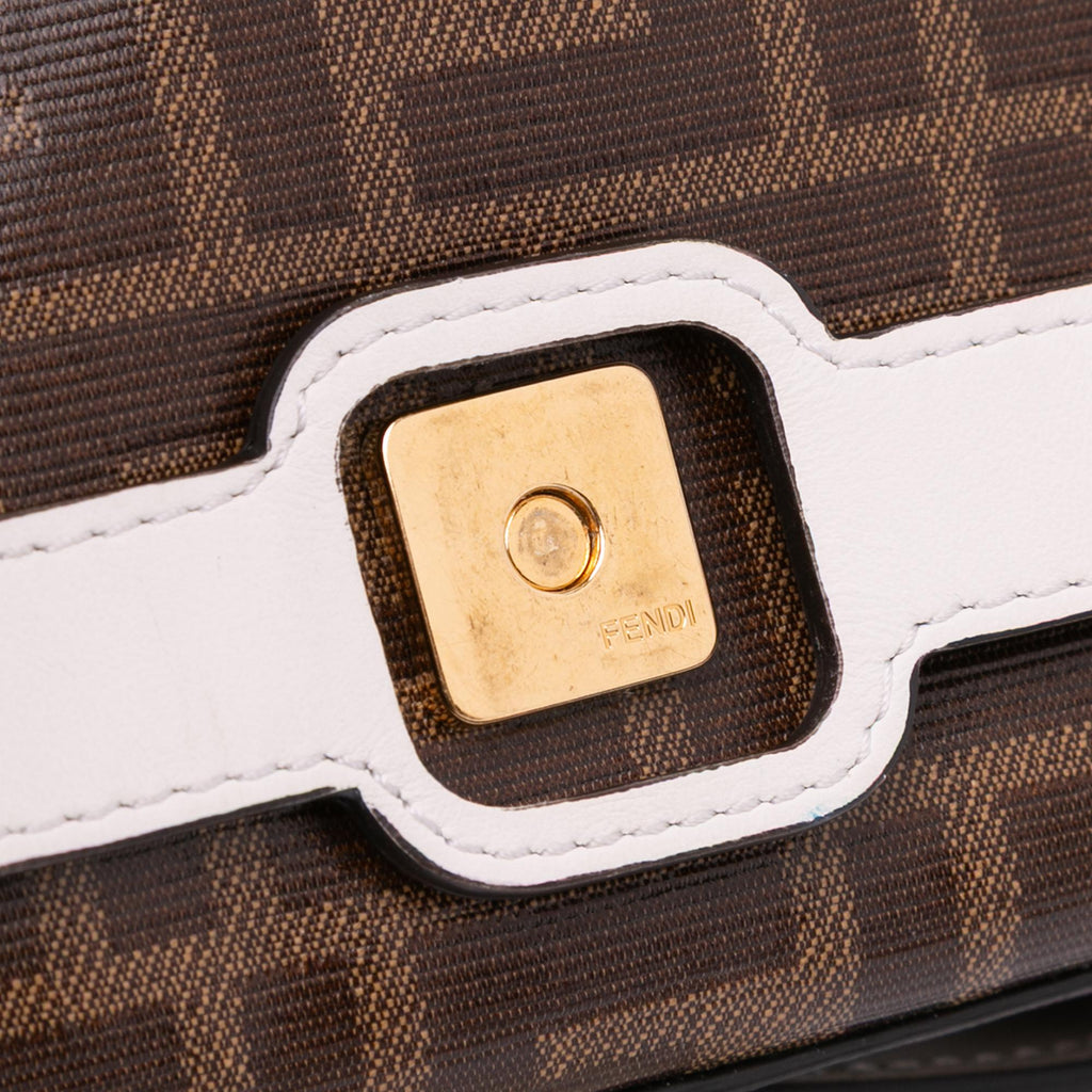 Fendi Mini Zucca Glazed Fabric Cage Baguette Satchel