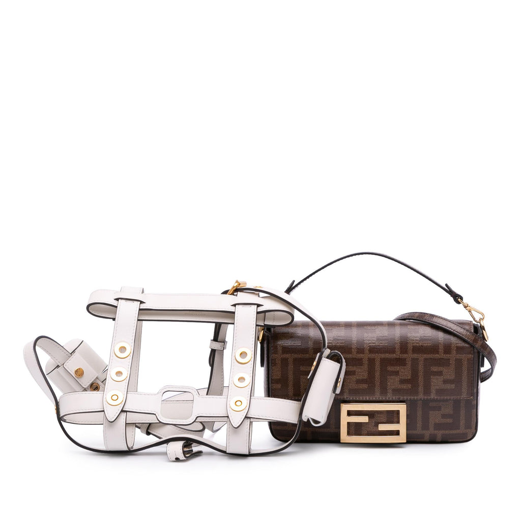 Fendi Mini Zucca Glazed Fabric Cage Baguette Satchel