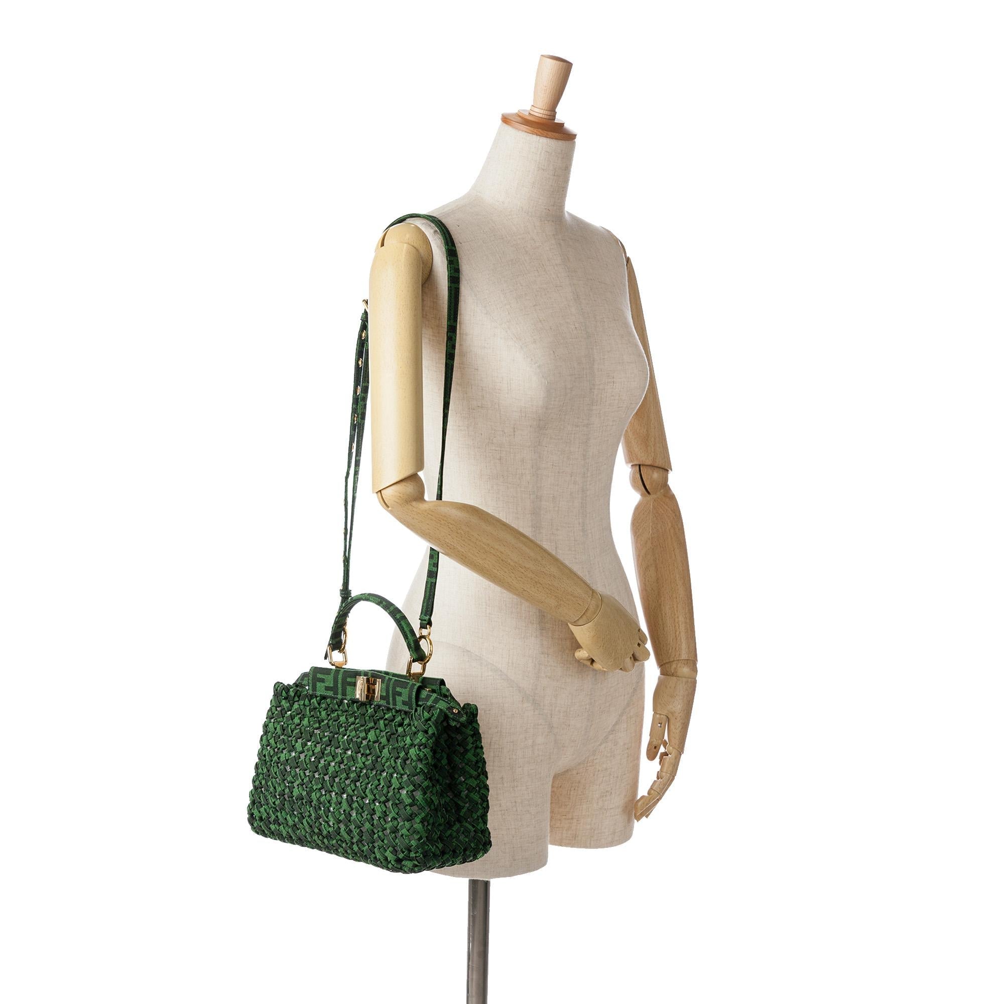 Fendi Mini Zucca Interlaced Canvas Iconic Peekaboo Satchel (SHG-HNjiei)