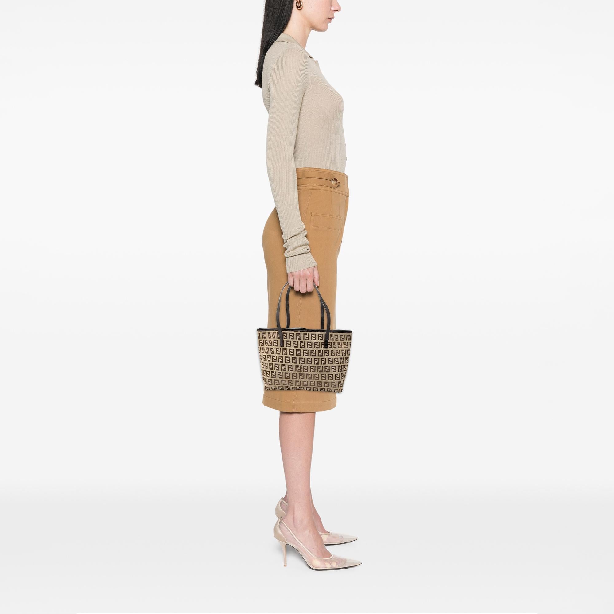 Fendi Mini Zucchino Canvas Roll Tote