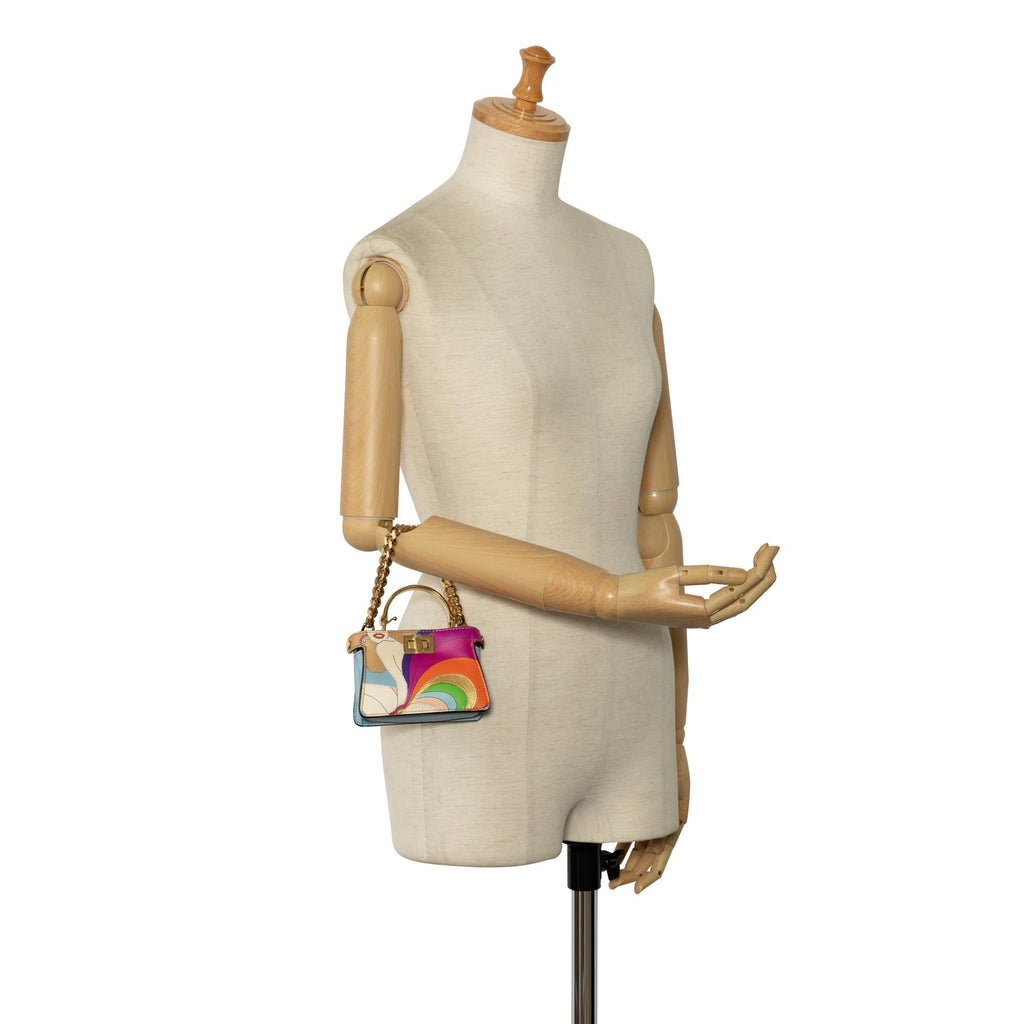 Fendi Nano Rainbow Inlay Peekaboo Satchel