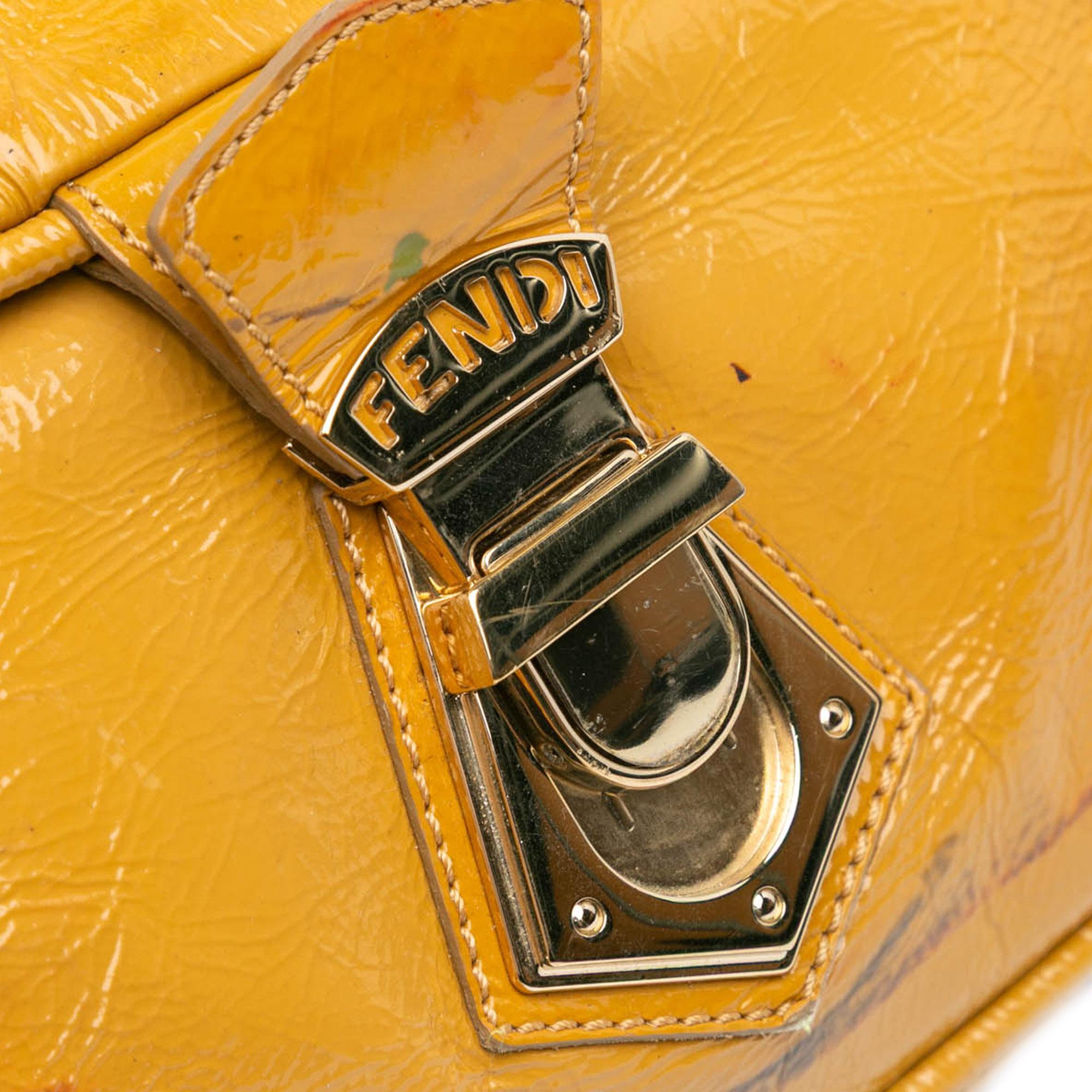 Fendi Patent Leather Push Lock Satchel