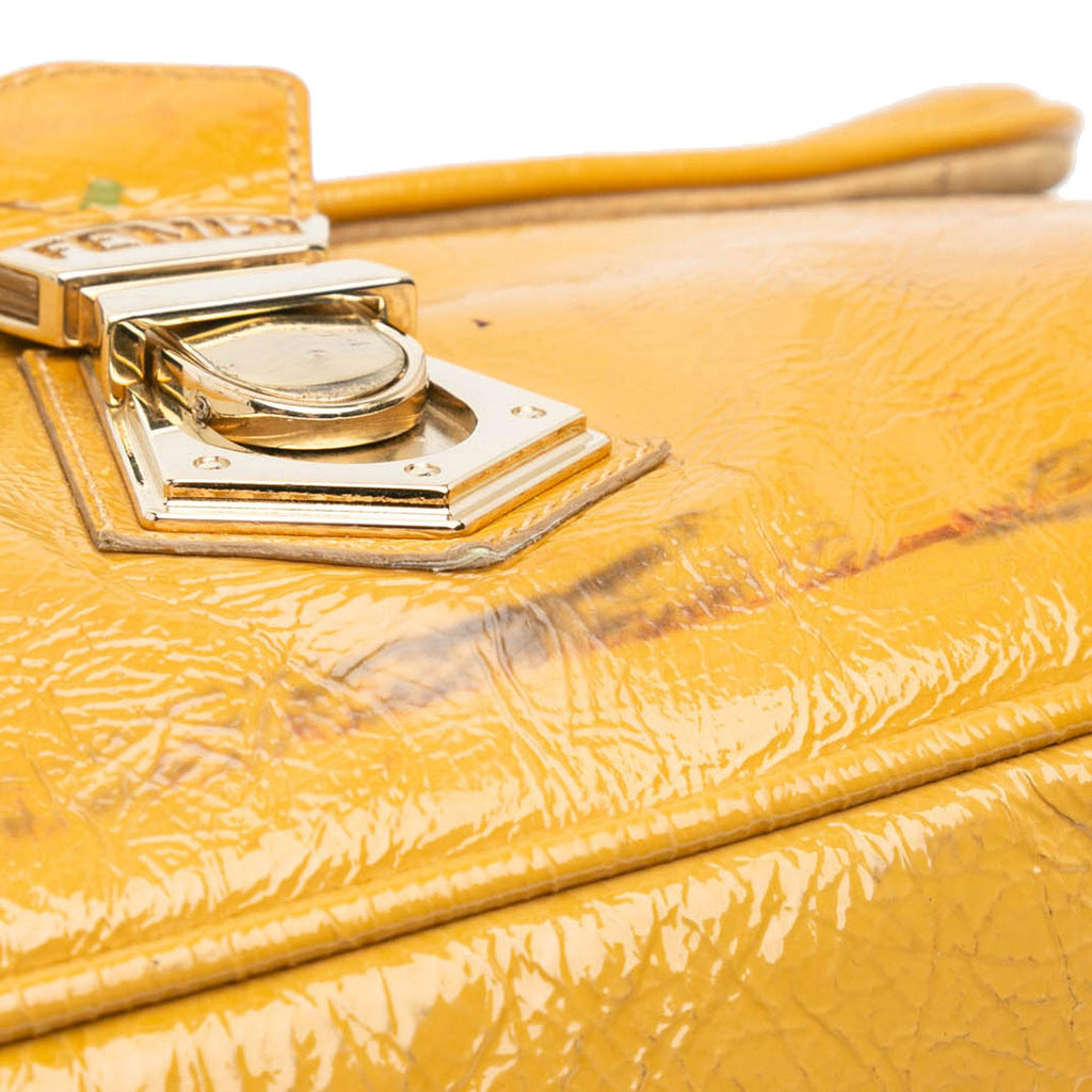 Fendi Patent Leather Push Lock Satchel