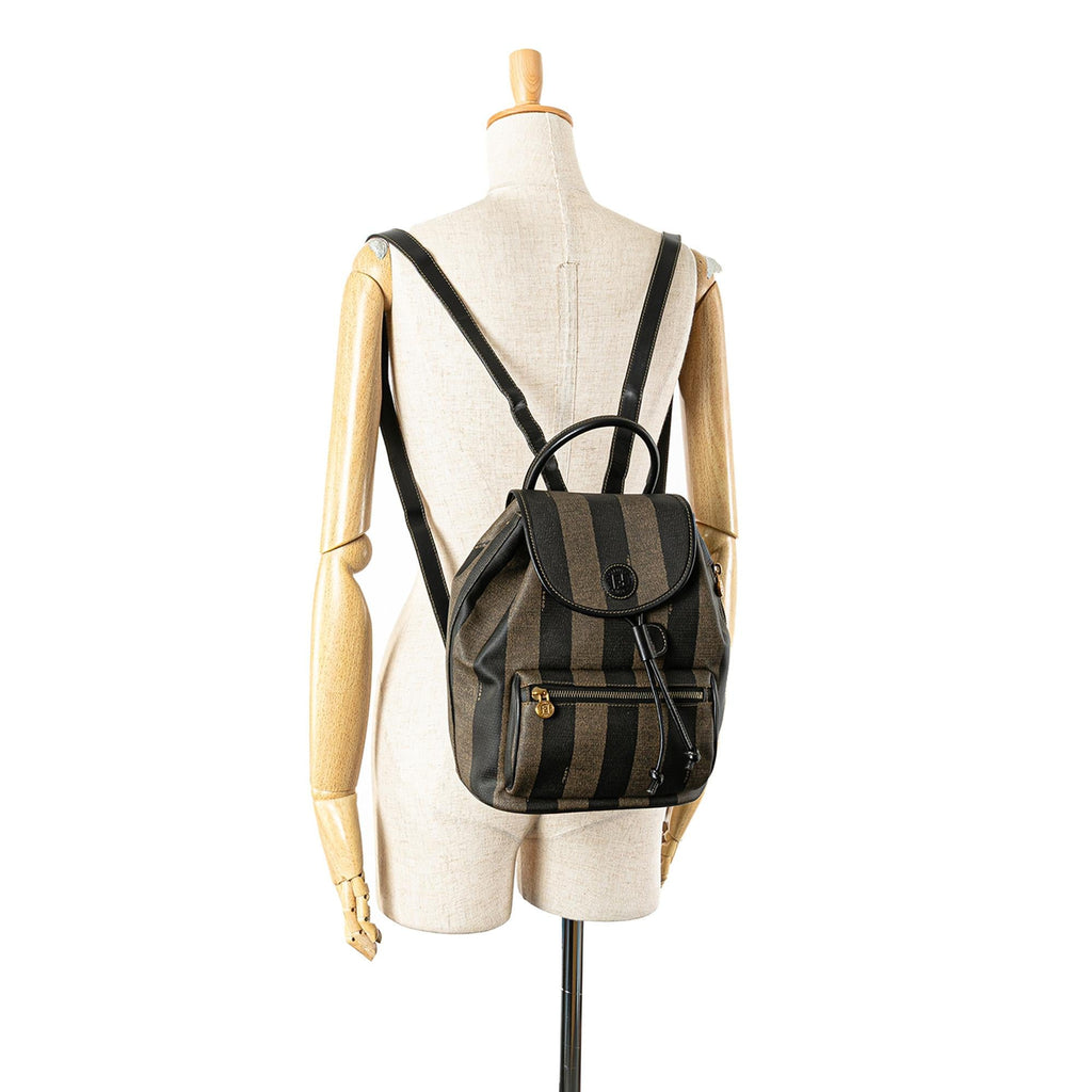 Fendi Pequin Coated Canvas Drawstring Backpack
