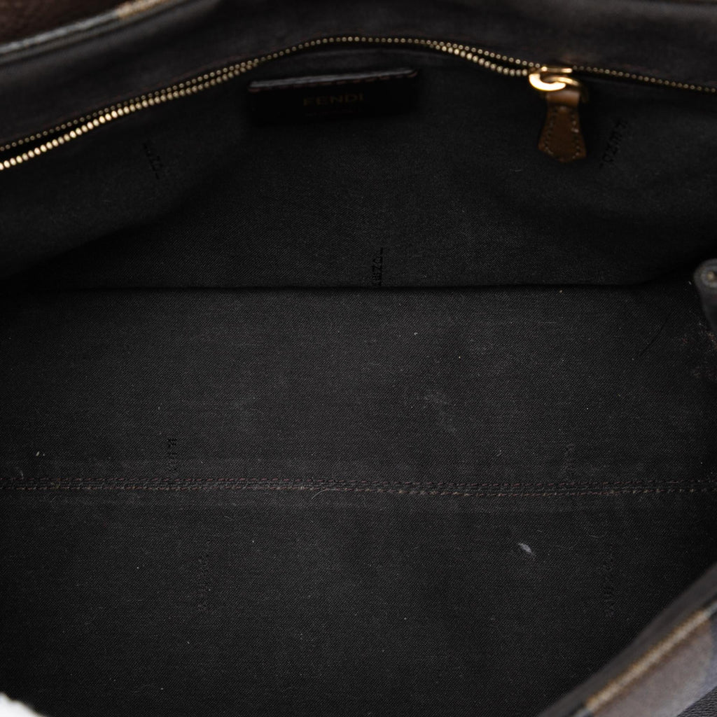 Fendi Pequin Coated Canvas and Leather Silvana Satchel
