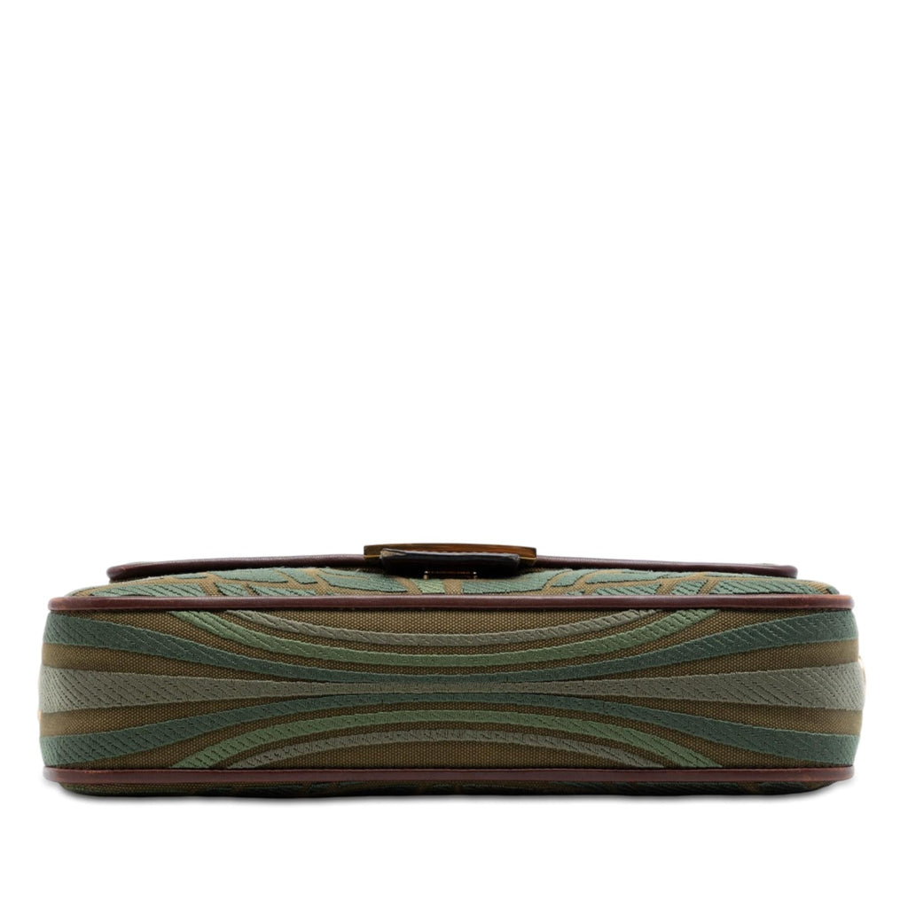 Fendi Sarah Coleman FF Canvas Fish Eye Embroidered Baguette Satchel