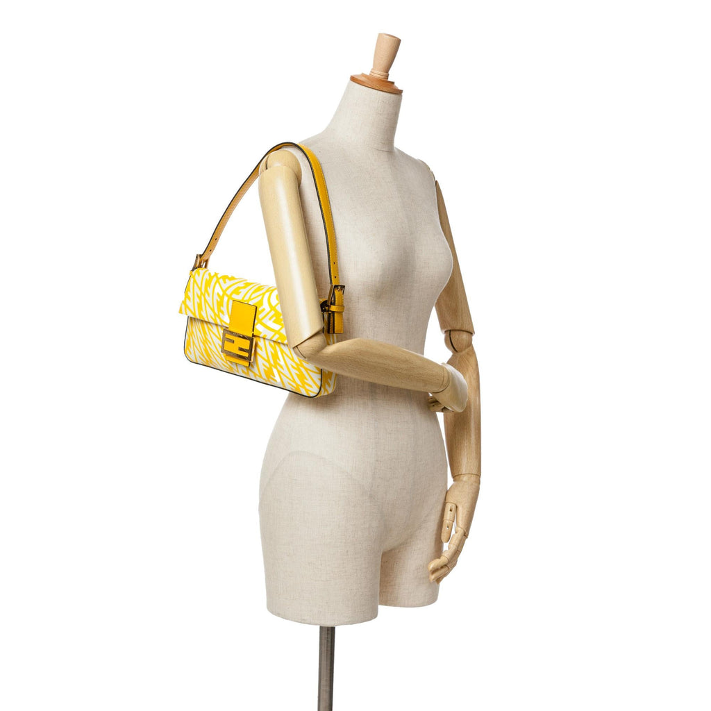 Fendi Sarah Coleman Zucca Coated Canvas 1997 Vertigo Baguette