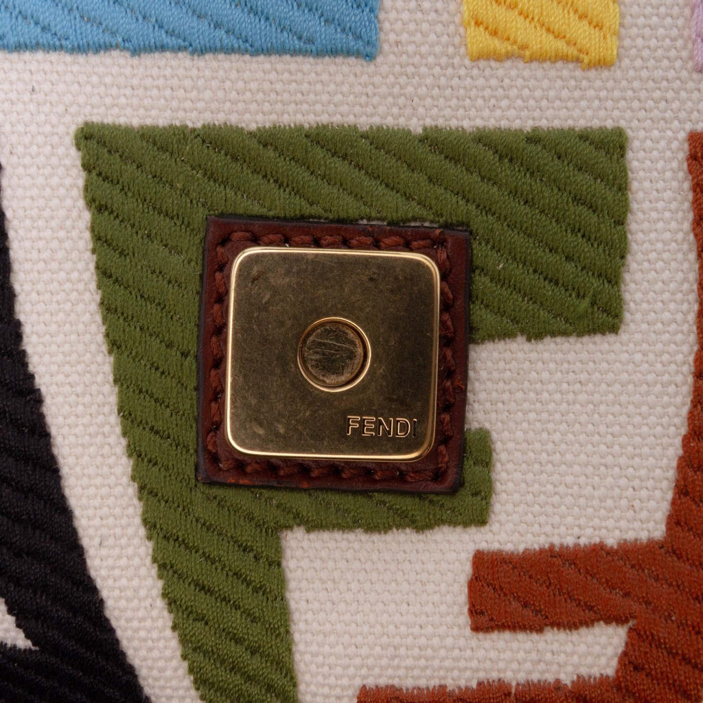 Fendi Sarah Coleman Zucca Embroidered Canvas Fish Eye Vertigo Baguette Satchel