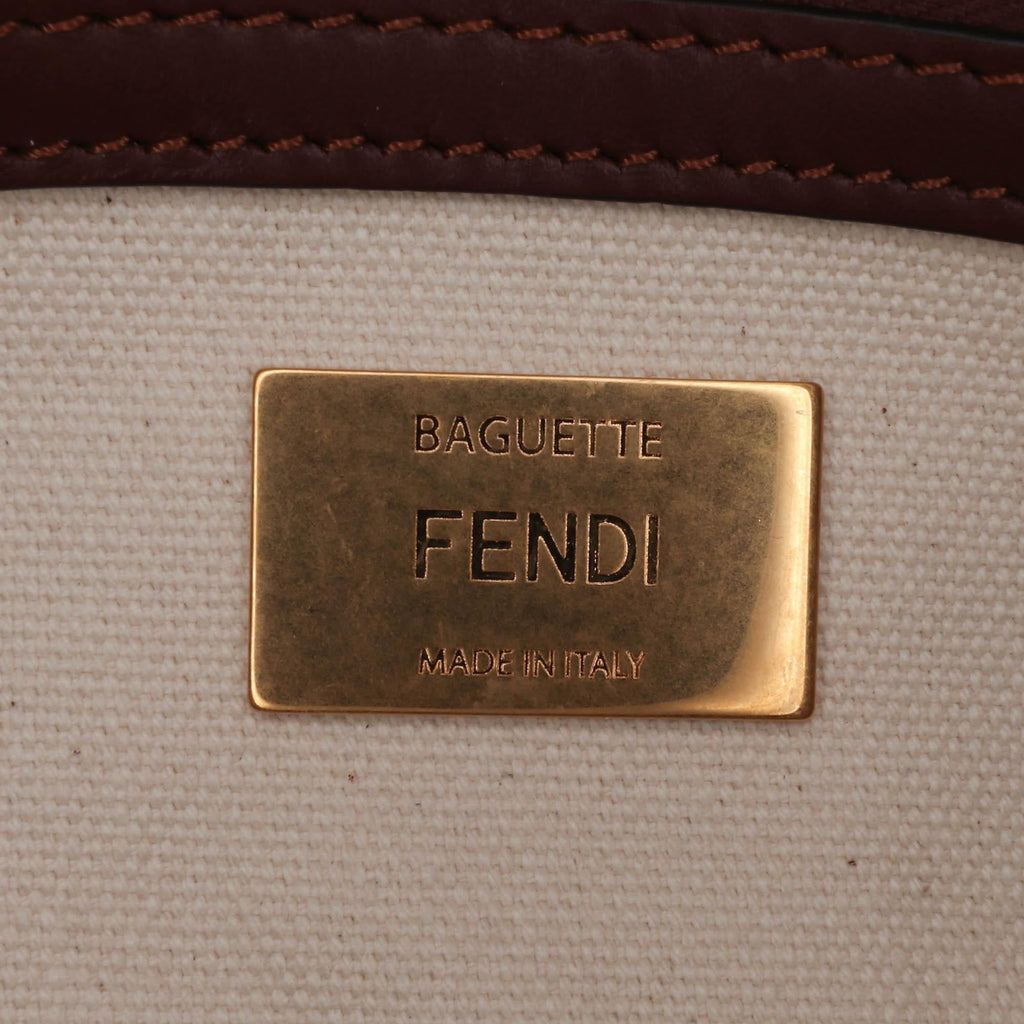 Fendi Sarah Coleman Zucca Embroidered Canvas Fish Eye Vertigo Baguette Satchel