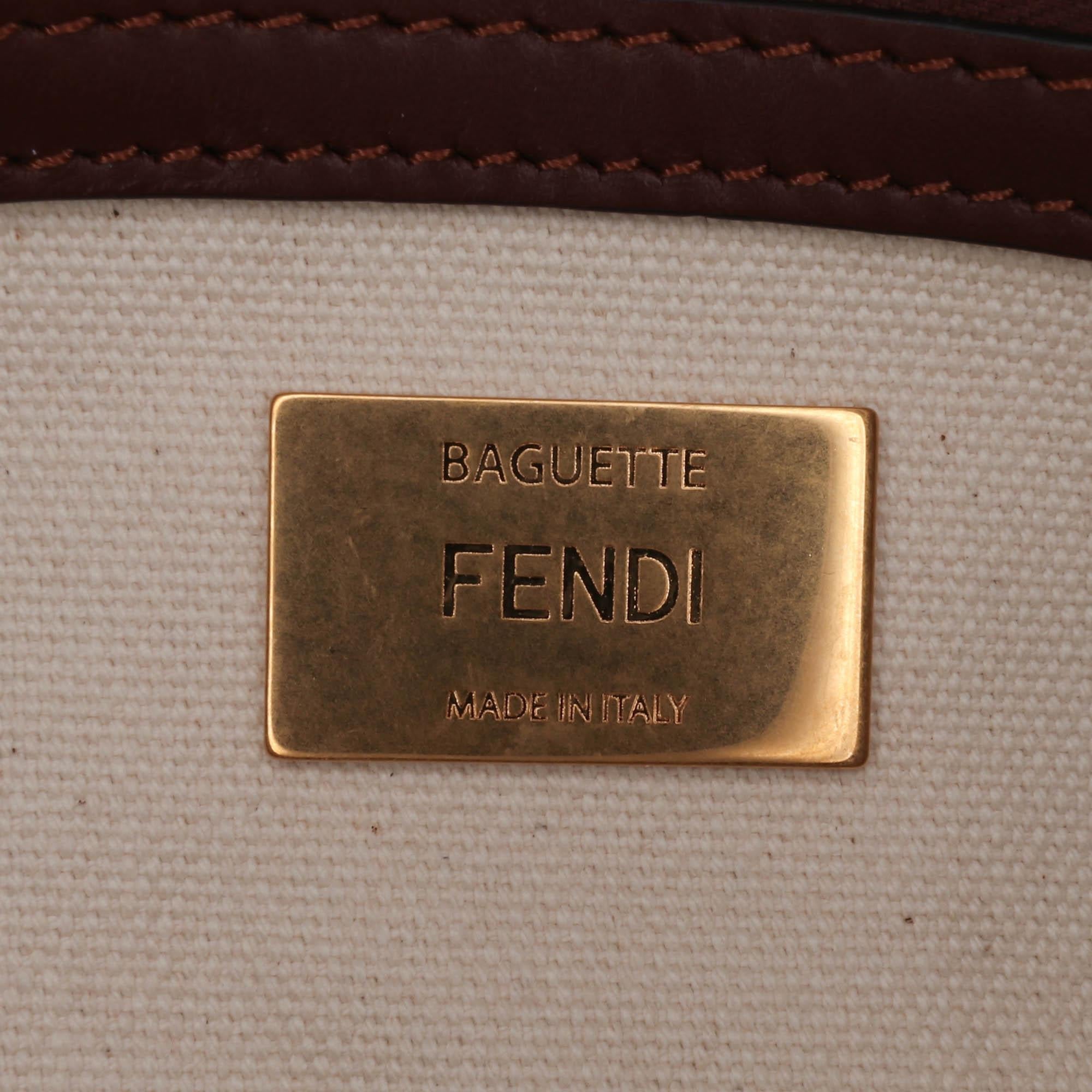 Fendi Sarah Coleman Zucca Embroidered Canvas Fish Eye Vertigo Baguette Satchel
