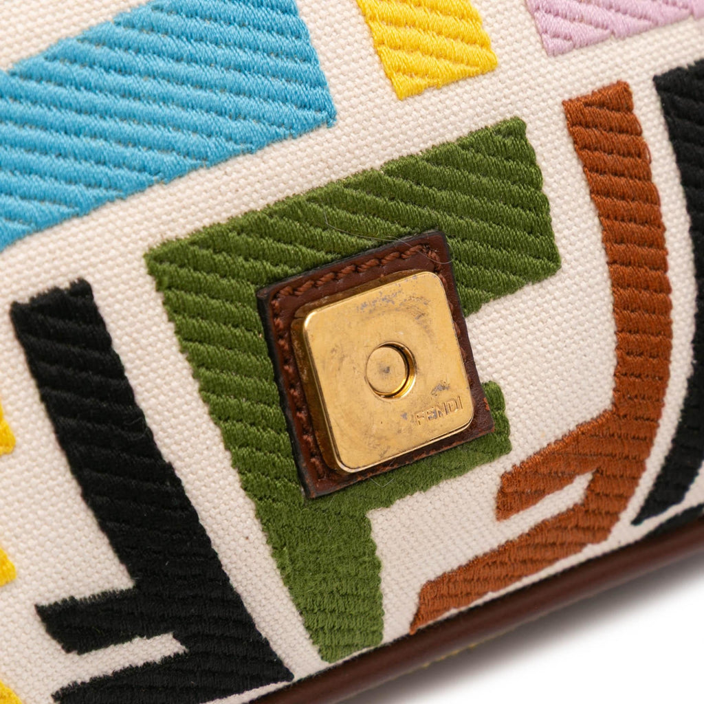 Fendi Sarah Coleman Zucca Embroidered Canvas Fish Eye Vertigo Baguette Satchel
