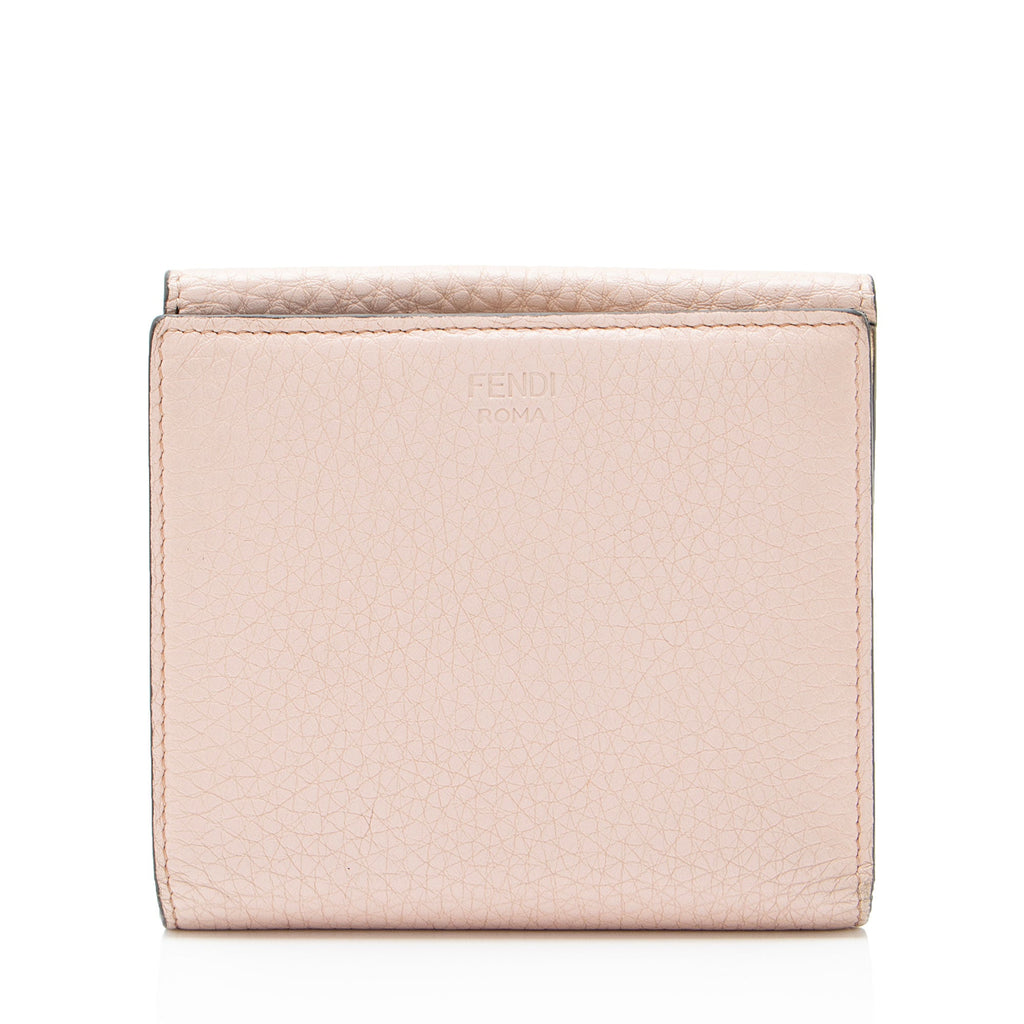 Fendi Selleria Leather Peekaboo Compact Wallet