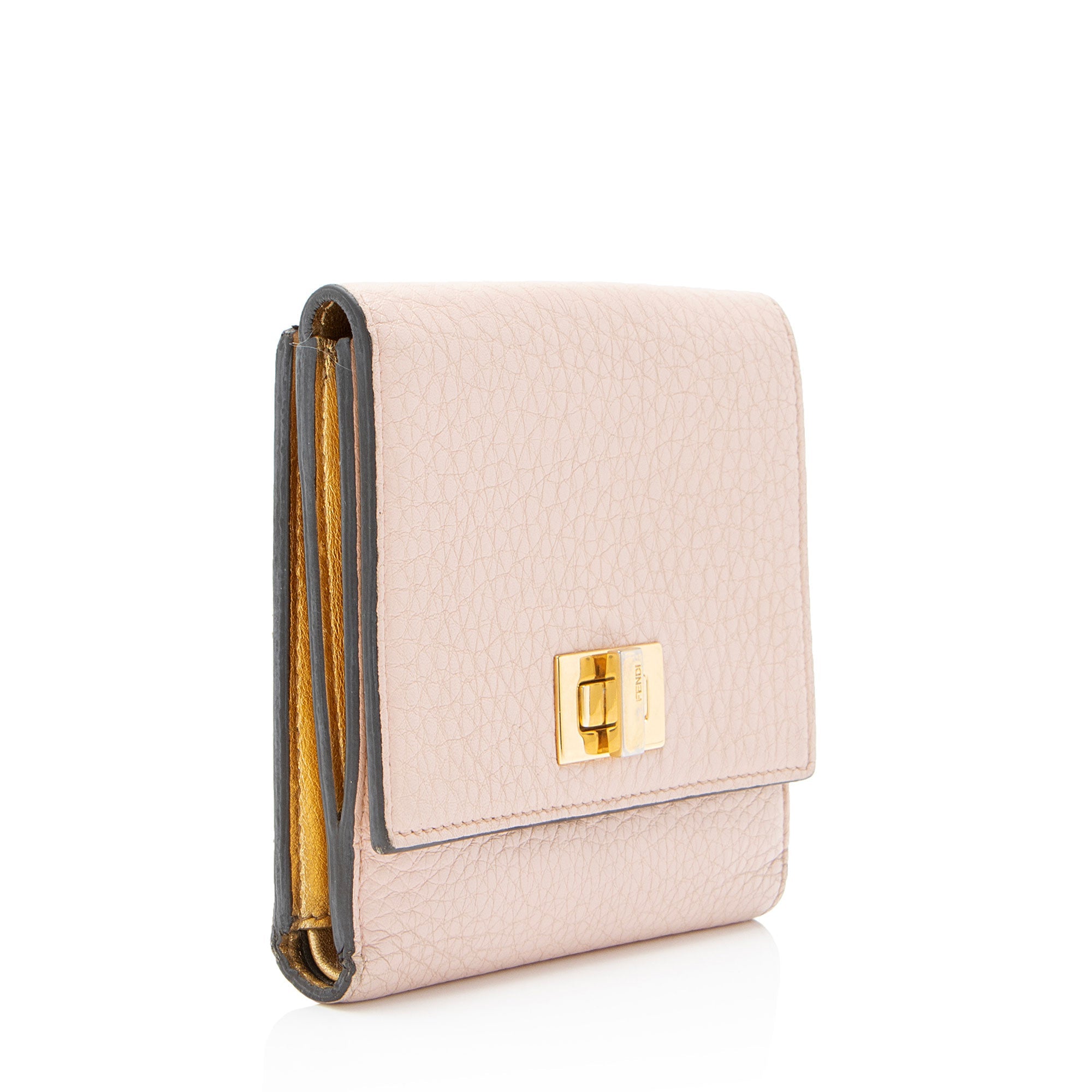 Fendi Selleria Leather Peekaboo Compact Wallet