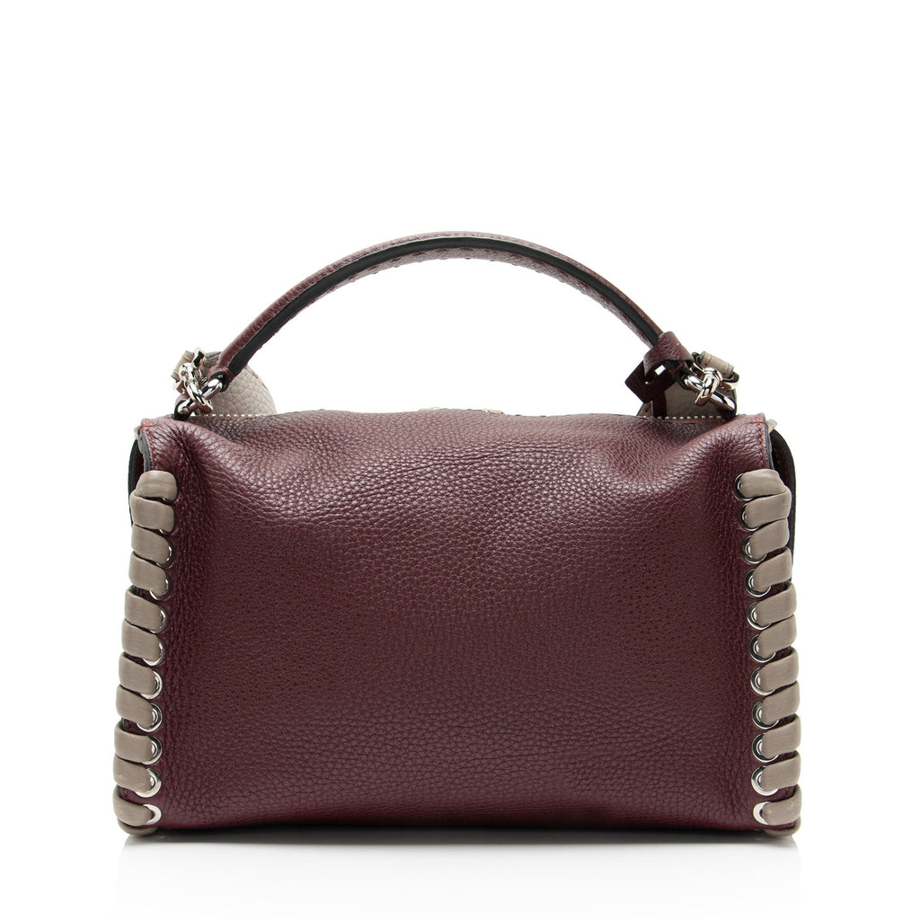 Fendi Selleria Leather Whipstitch Lei Boston Bag