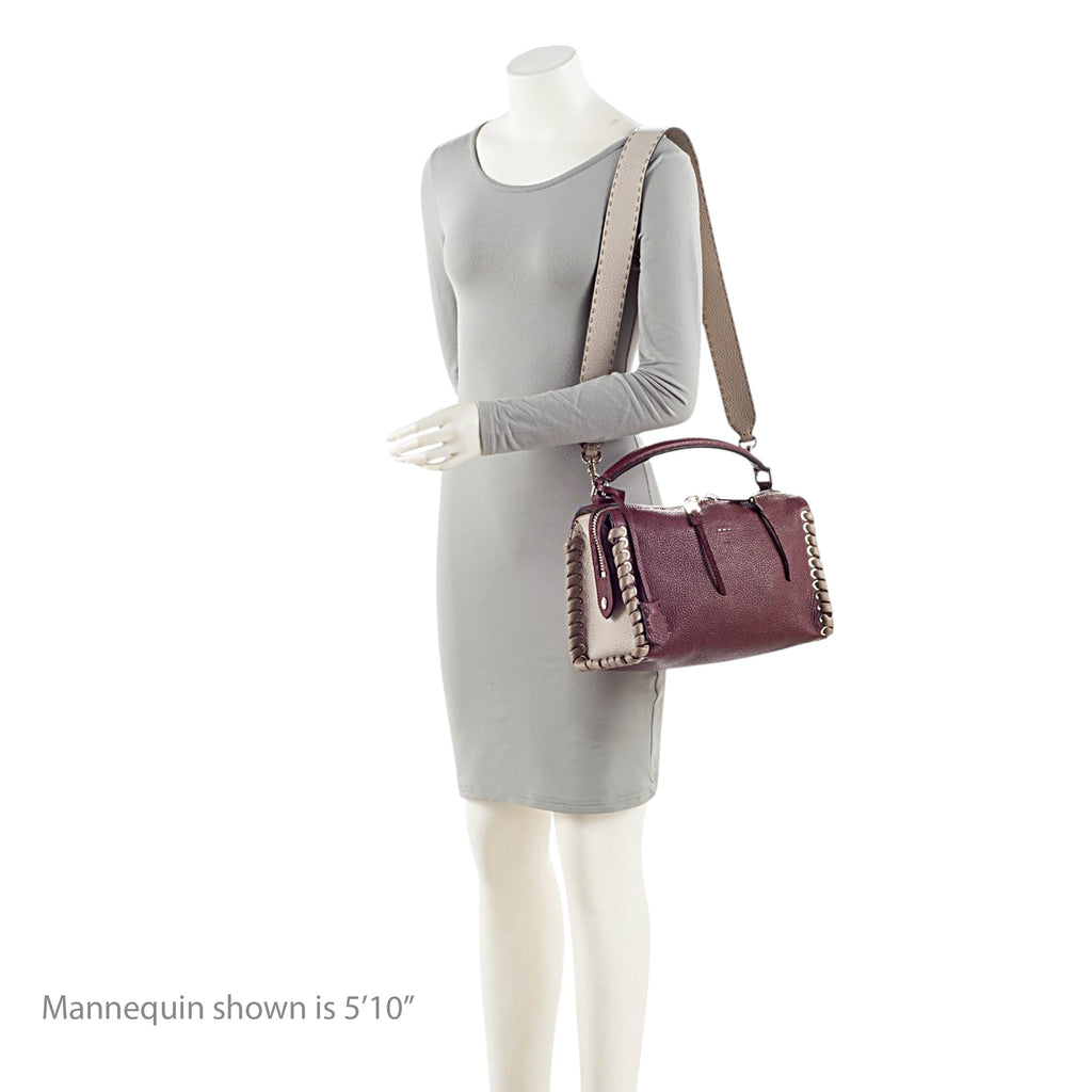 Fendi Selleria Leather Whipstitch Lei Boston Bag