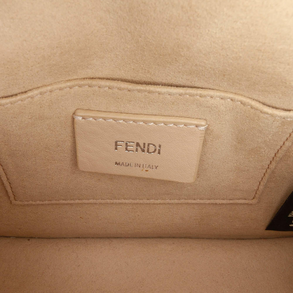 Fendi Small Velvet Embroidered Zucca Canvas and Leather Kan I Crossbody