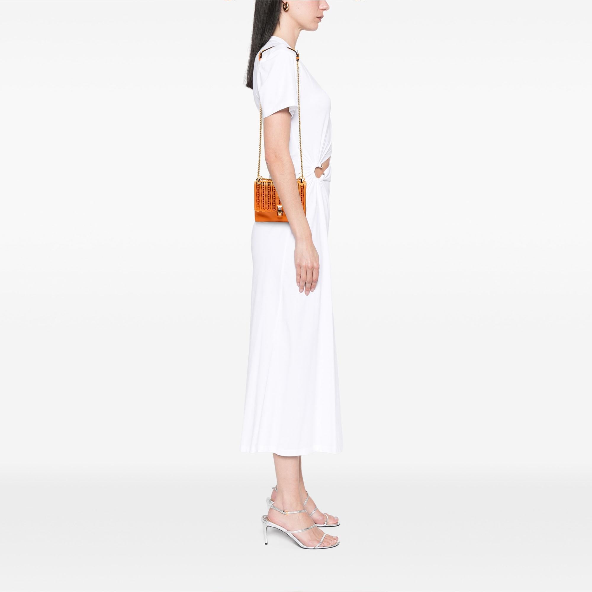 Fendi Small Vitello Grace Openwork Kan I Crossbody