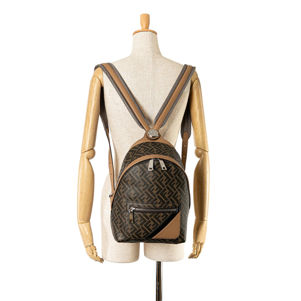Fendi Small Zucca Coated Canvas Chiodo Diagonal Backpack