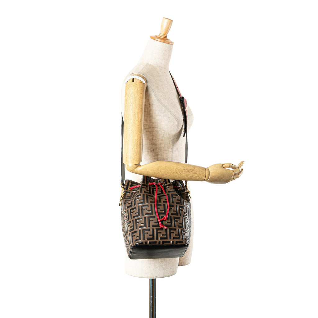 Fendi Small Zucca Embossed Leather Mon Tresor Bucket