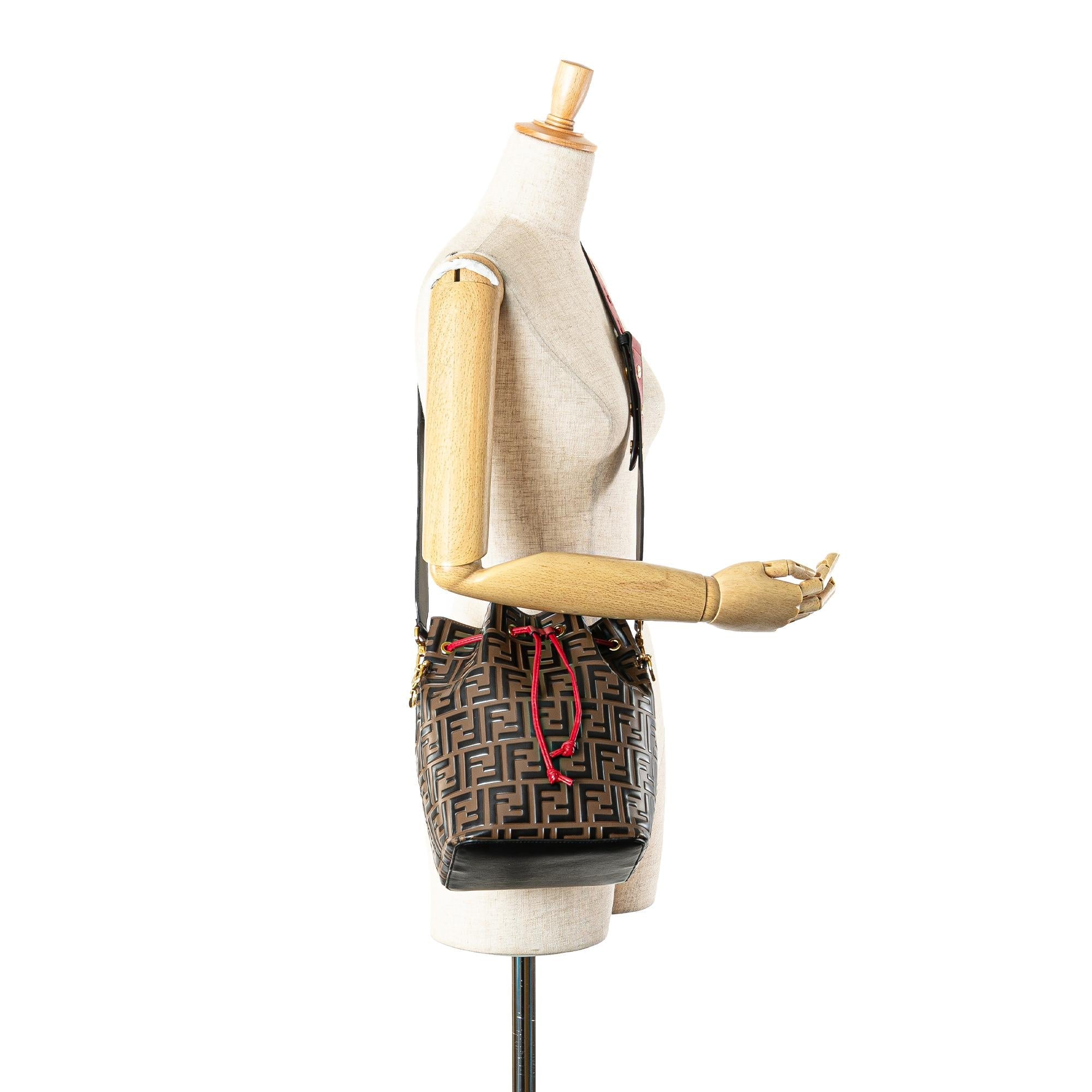 Fendi Small Zucca Embossed Leather Mon Tresor Bucket