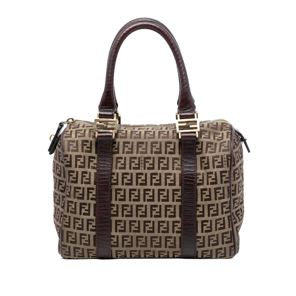 Fendi Small Zucchino Canvas Forever Bauletto Boston Bag