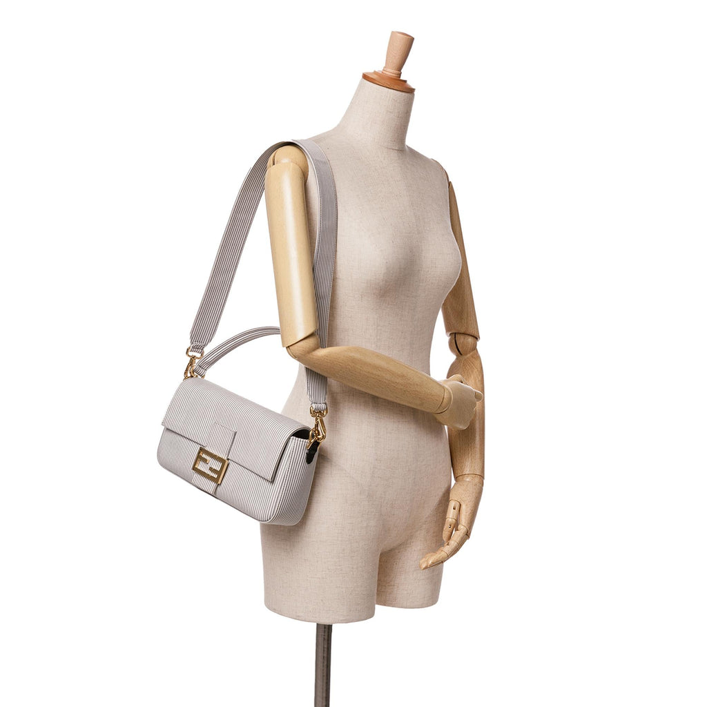 Fendi Striped Jersey Baguette Satchel