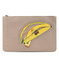 Fendi Sue Tilley Leather Banana Zip Clutch