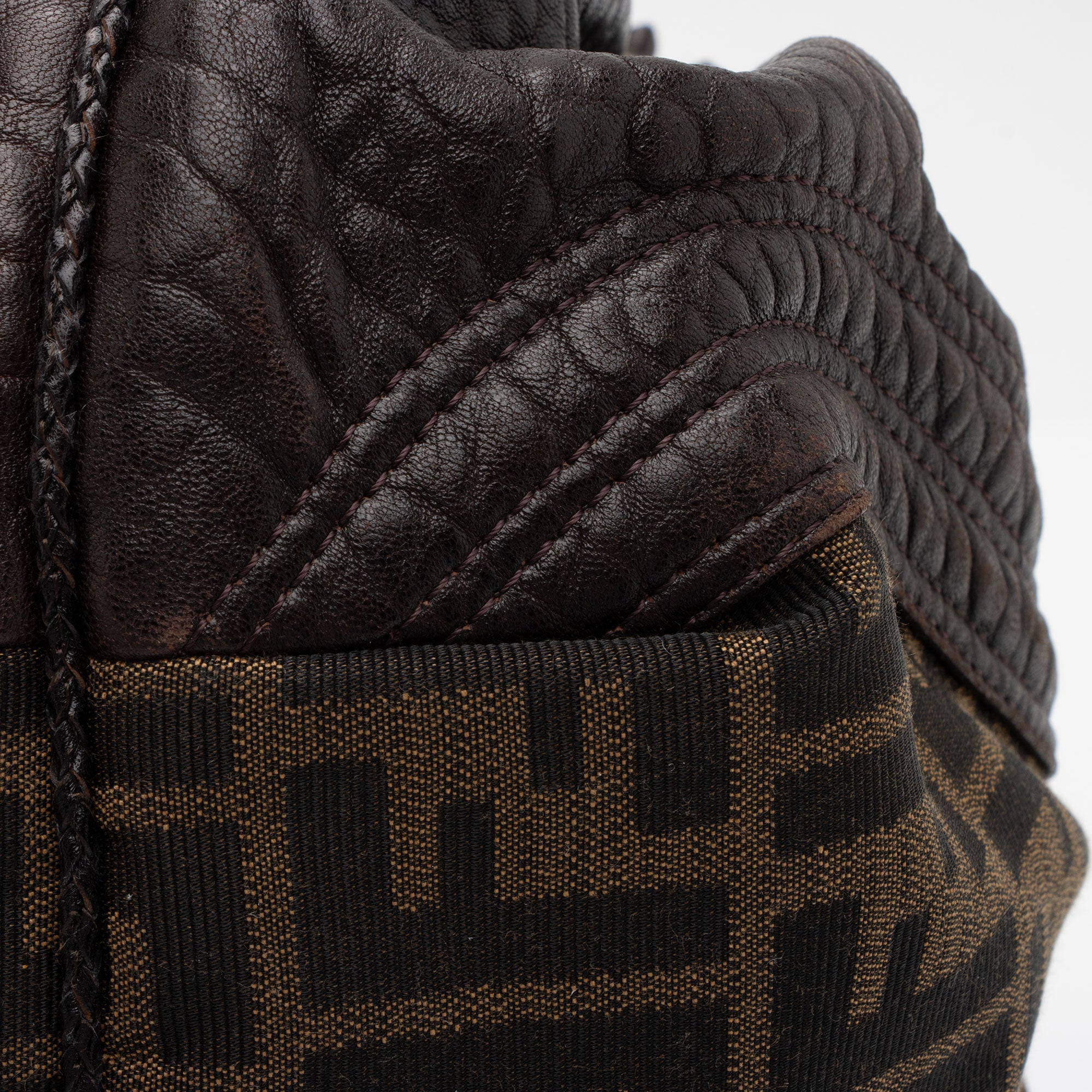 Fendi Tortuga Leather Zucca Spy Baby Satchel (SHF-FazHBh)